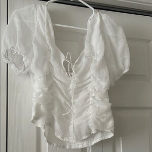 White Ruched Women's Top